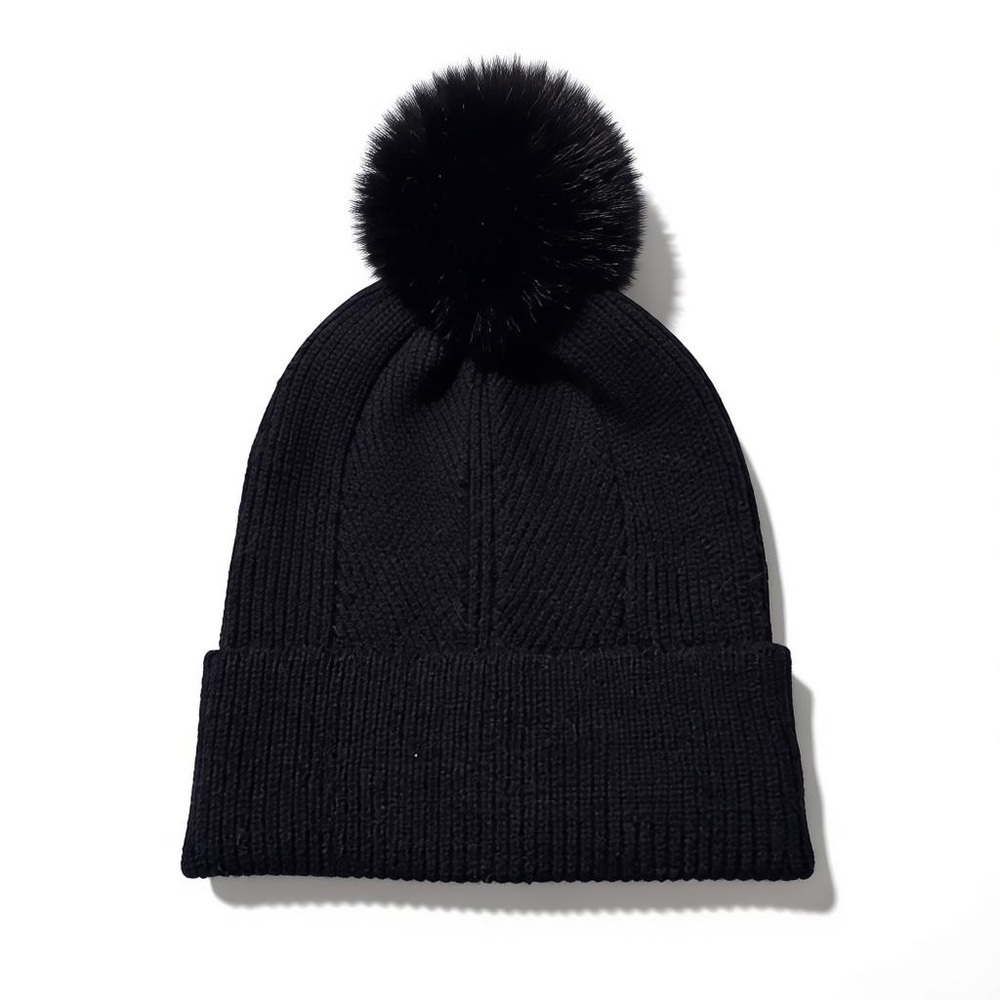 NWT On 34th Women’s Multi Stitch Faux Fur Pom Pom Beanie